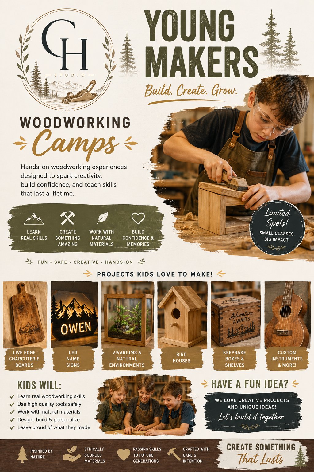Young makers woodworking camps