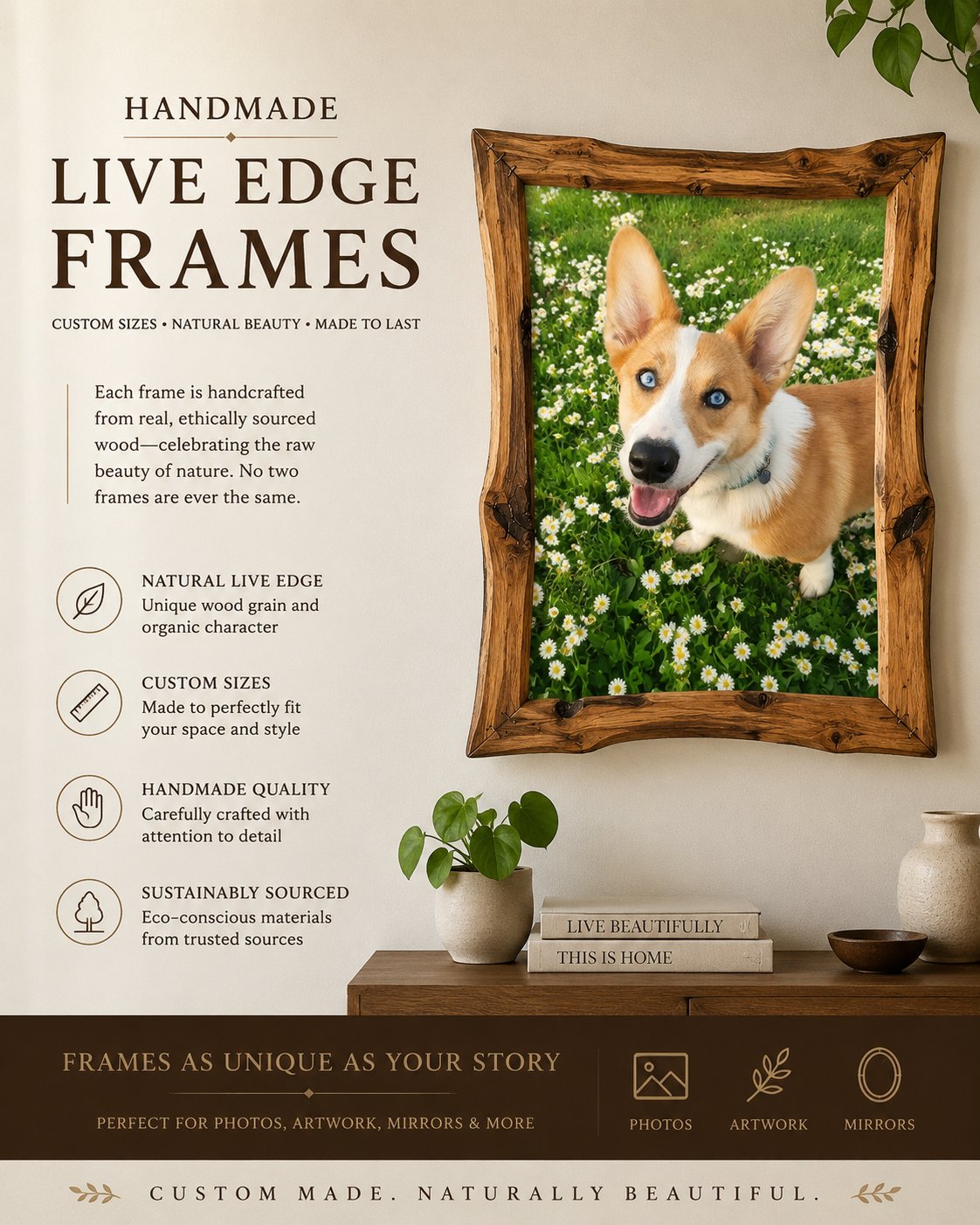 Live edge wood frame