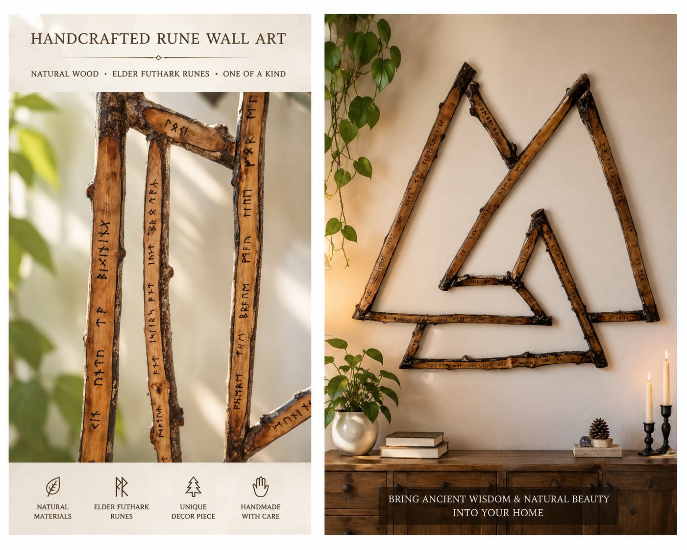 Handcrafted rune wall art